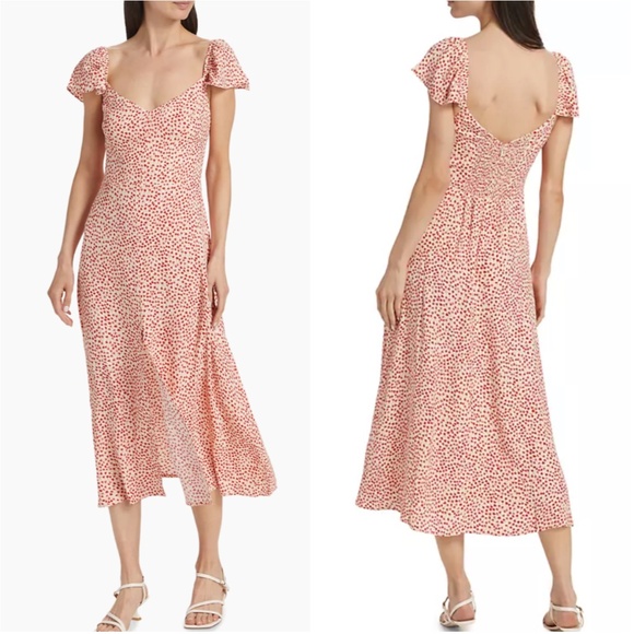 Reformation Dresses & Skirts - NEW Reformation Baxley Midi Dress - Alma Floral Red Ivory Vacation
